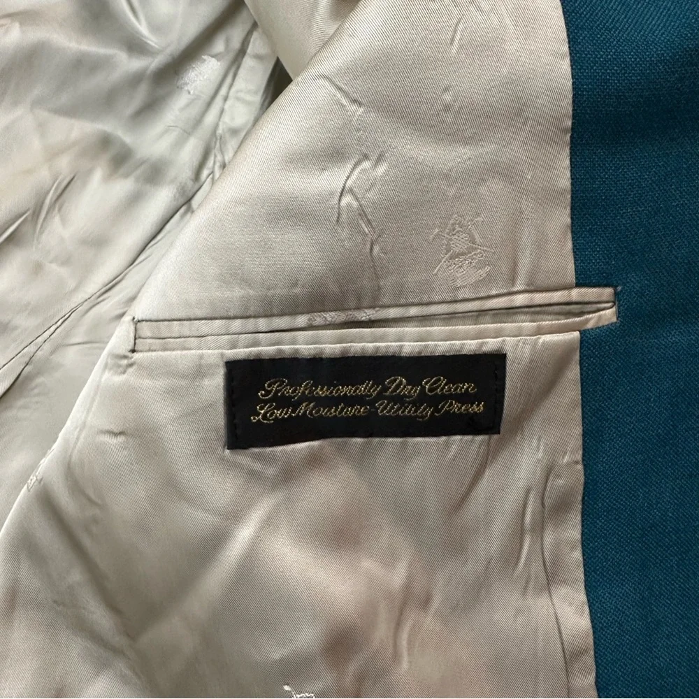 Hart Schaffner Marx Jack Nicklaus Golden Button Suit Blazer Jacket Greenish Blue